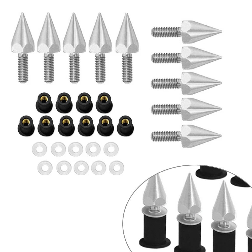 Set of 10 Windshield Screws for Motorcycle (5MM) - Silver