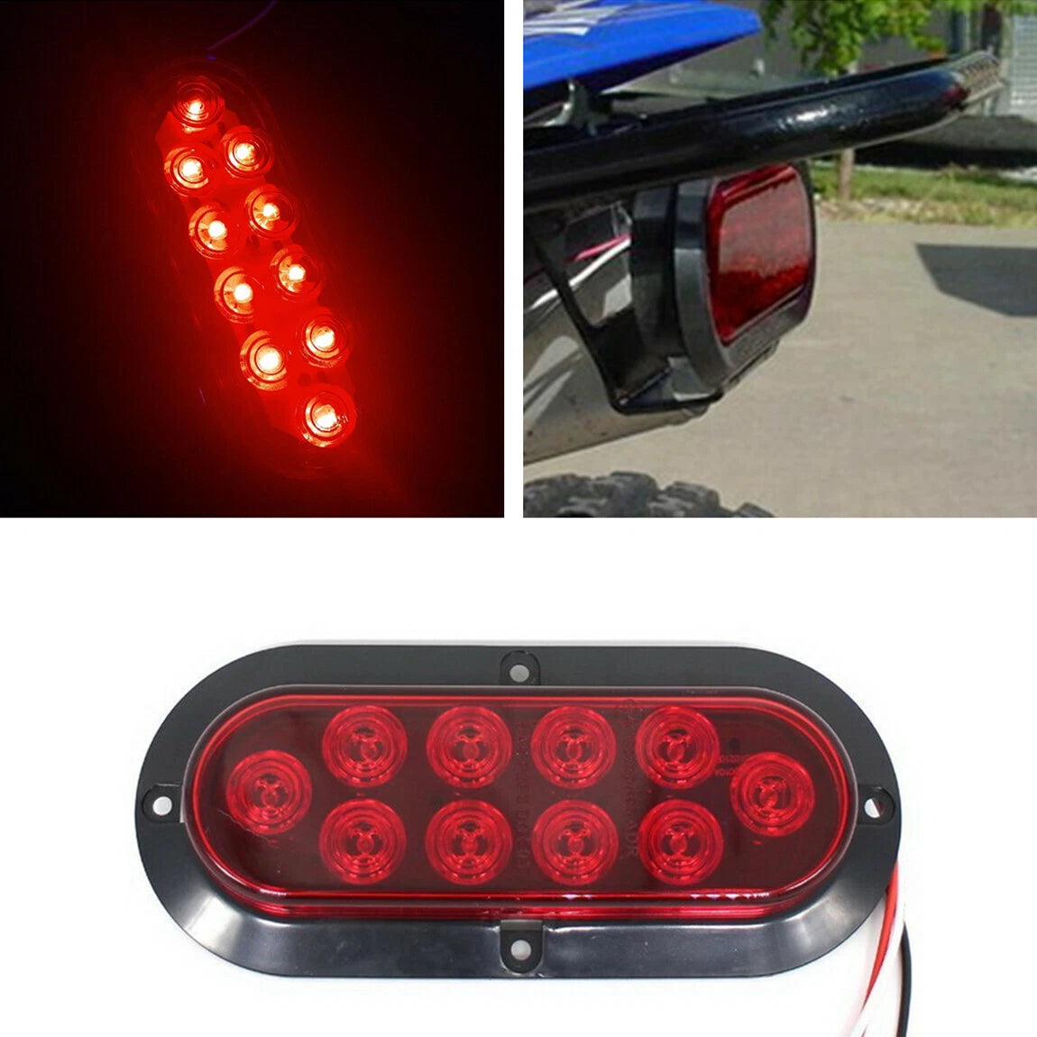 2Pcs Motorcycle Red 10 LEDs Super Bright Tail Brake Stop Light Lamp Waterproof