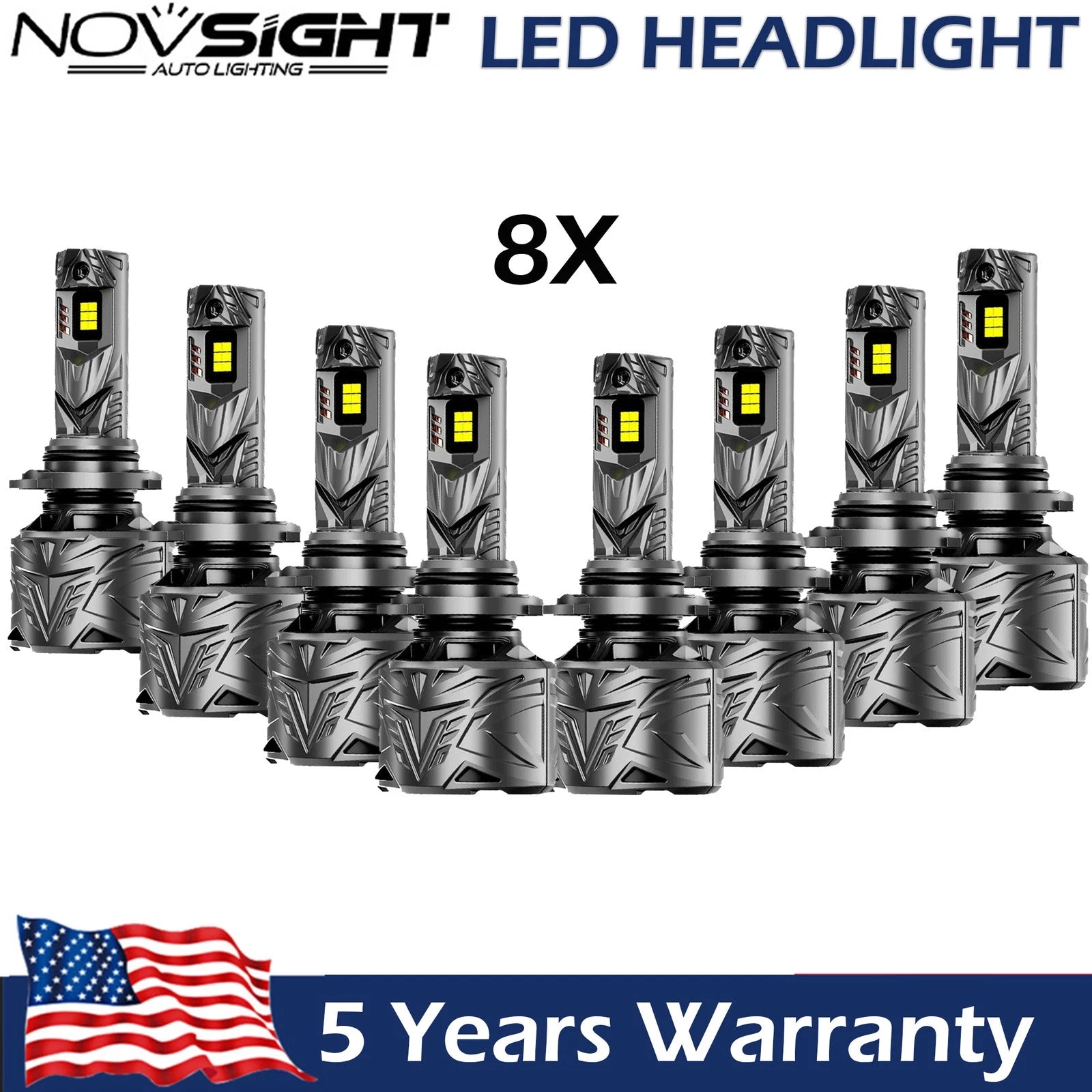 8PCS 9005 H11 LED Headlight Bulbs Combo for High Low Beam (6000K)
