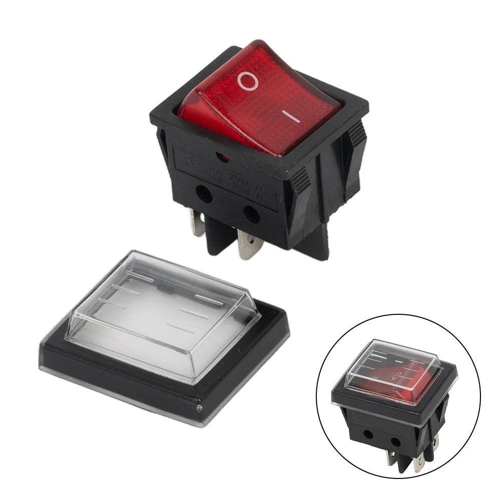 2X Red 4-Pin Power Pump On/Off Illuminated Rocker Switch for Universal Use