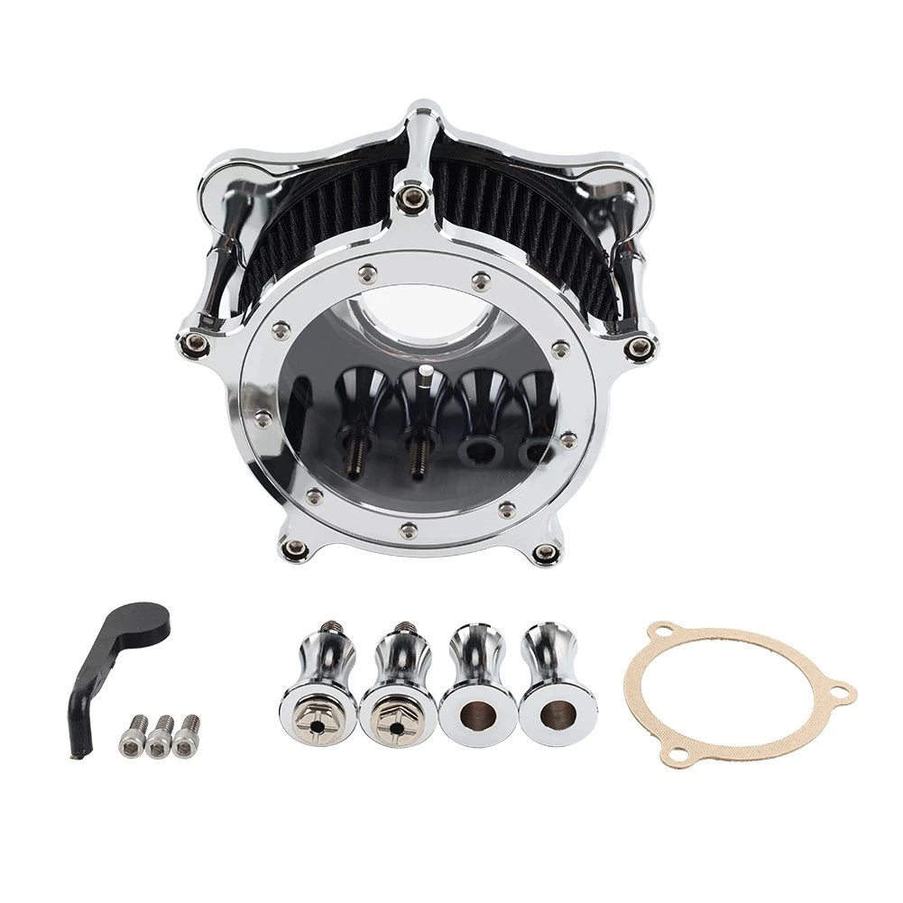 Air Cleaner Intake Filter System Chrome+Black For Harley Road King Classic FLHRC
