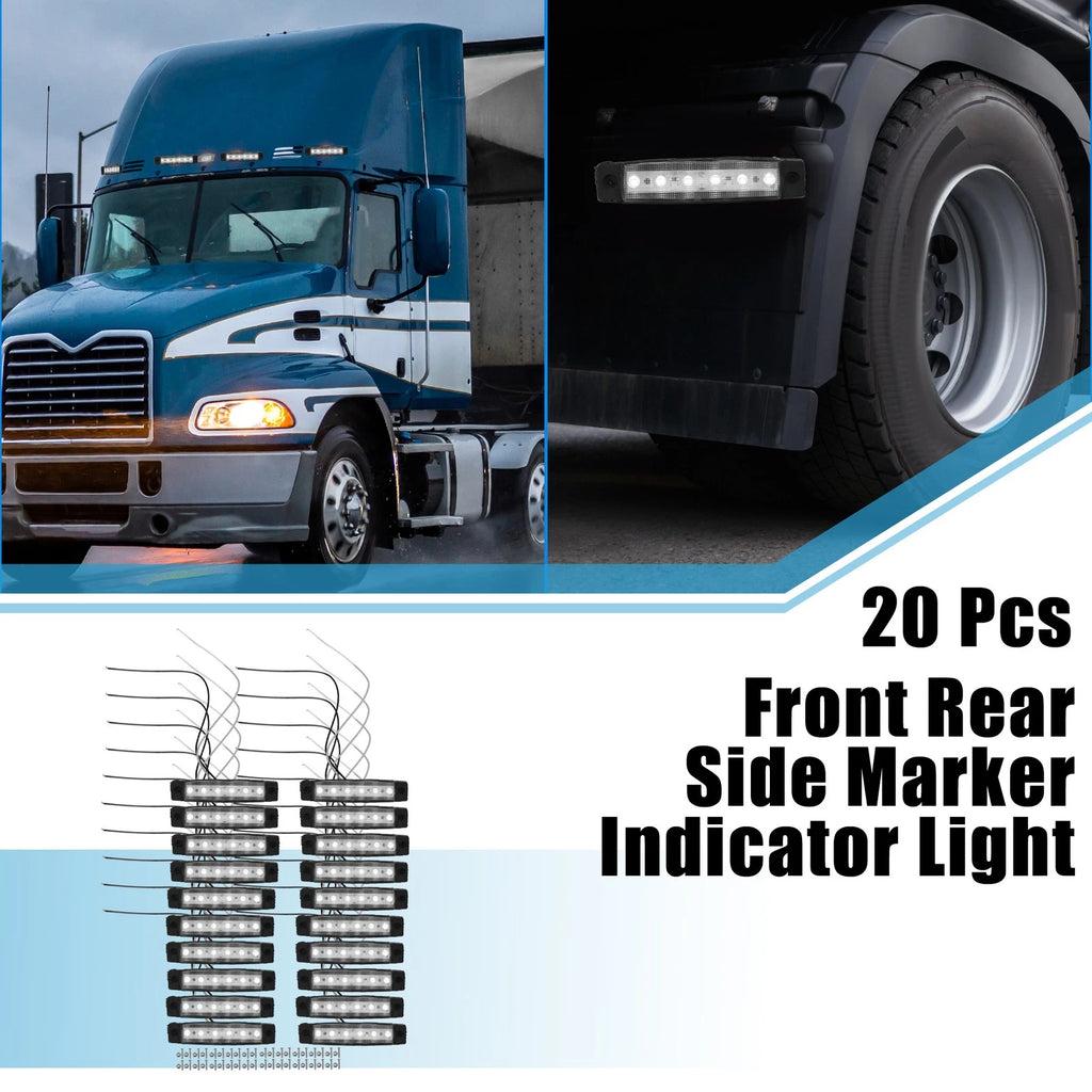 Side Marker Light 6 LED Front Rear for Trailer Truck RV Van White (Set)