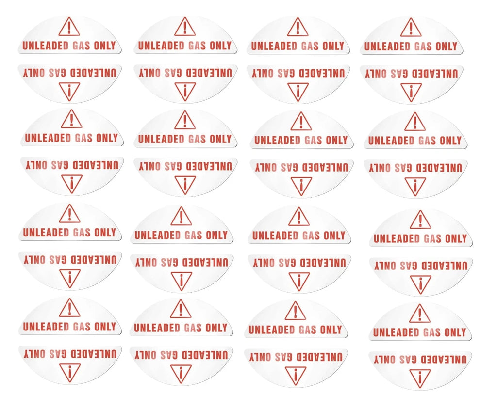 Set of 16 Unleaded Only Gas Cap Fuel Labels for Universal Use