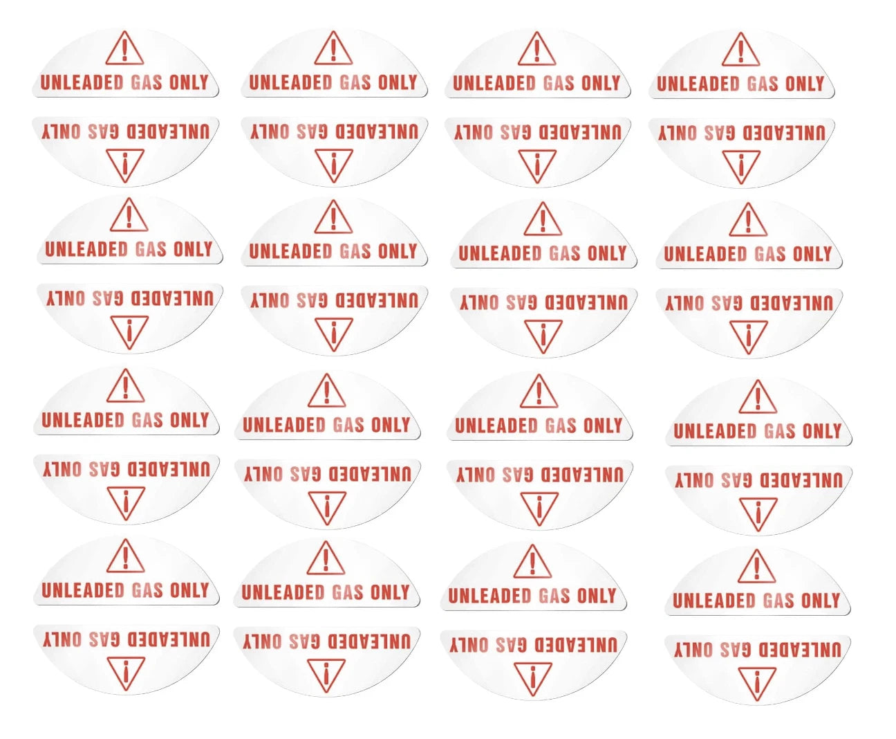 Set of 16 Unleaded Only Gas Cap Fuel Labels for Universal Use