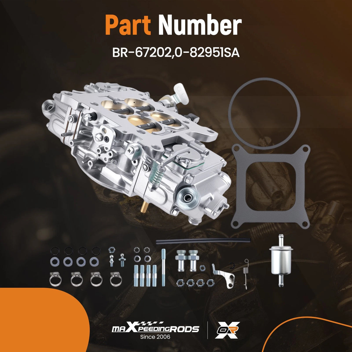 4BBL Carburetor for BR-67202 (950CFM Mechanical Secondary, Electric Choke)
