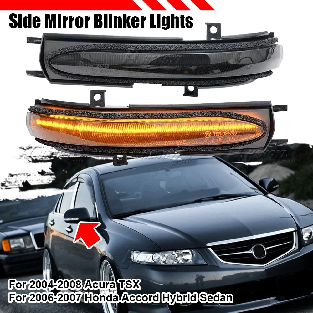 Smoke LED Side Mirror Turn Signal Lights for Honda Accord Hybrid Acura TSX (2004–2008)