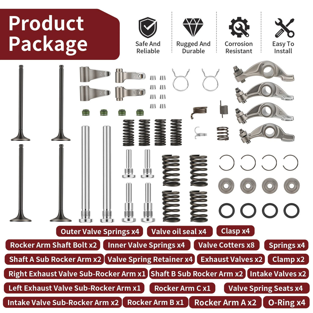 Rocker Arm Valve Spring Complete Head Rebuild Kit for Honda TRX400X 400EX (2004–2009)