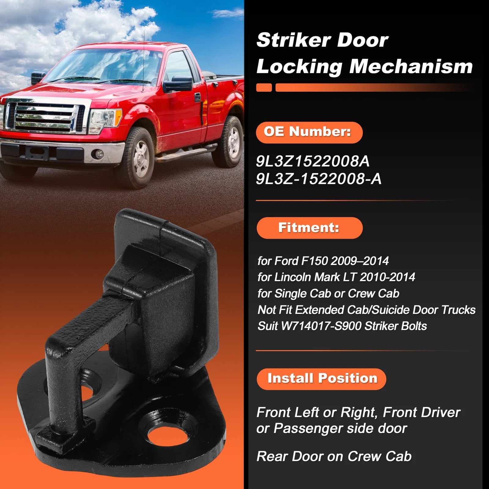 Door Lock Striker Pin Replacement for Ford F-150 (2009–2014)