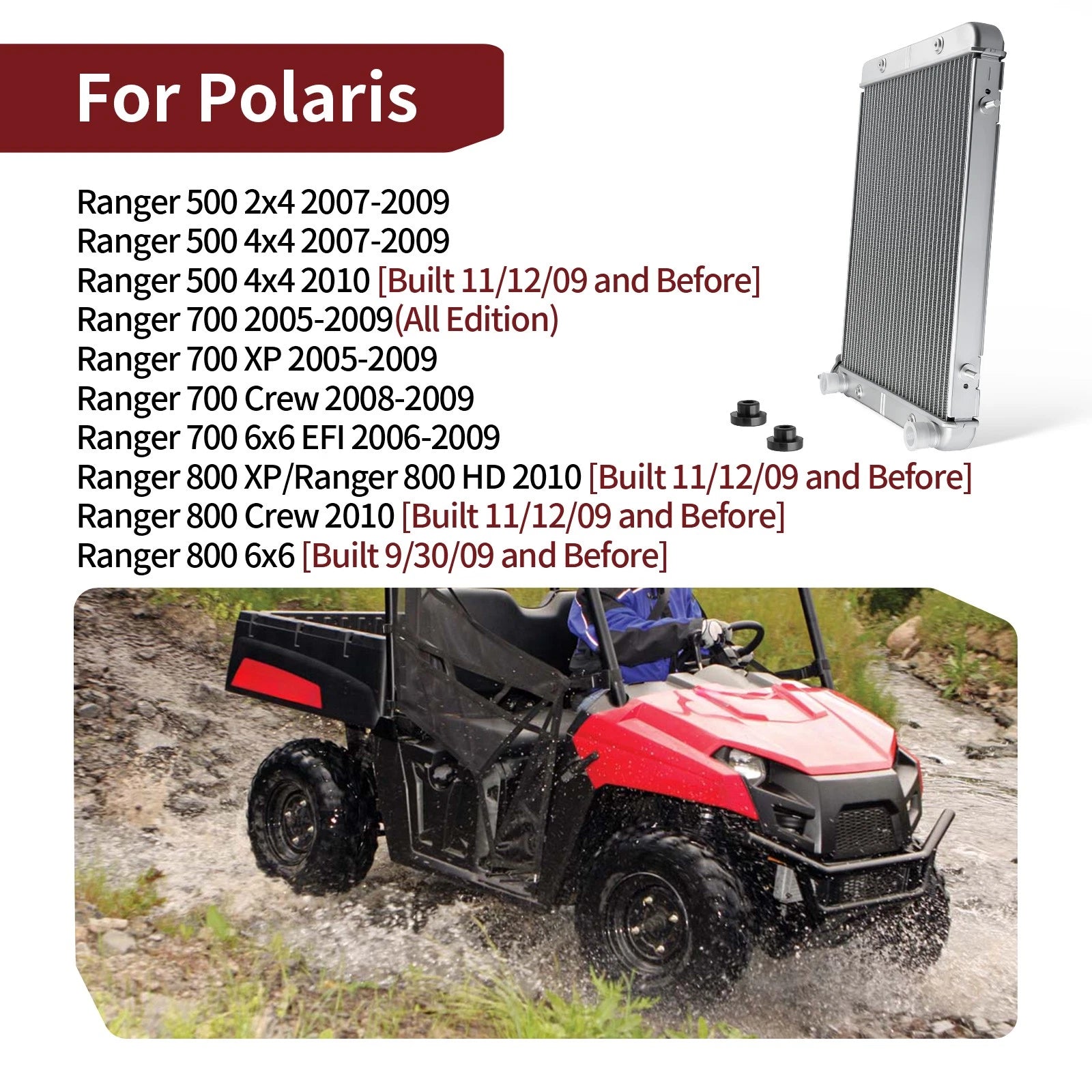 Aluminium Radiator for Polaris Ranger 700 XP (2005–2009) 1240286 1240385