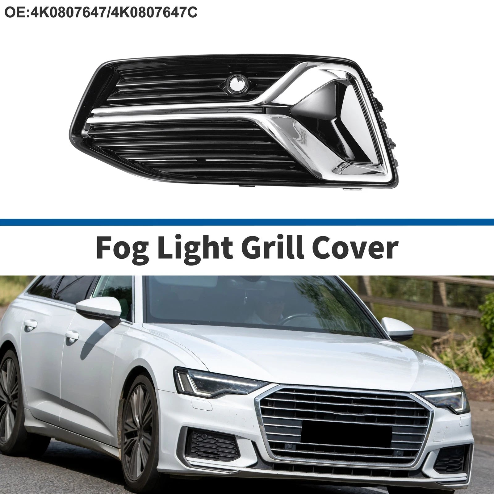 Front Left Fog Light Grill for Audi A6 (2019–2023) Replacement