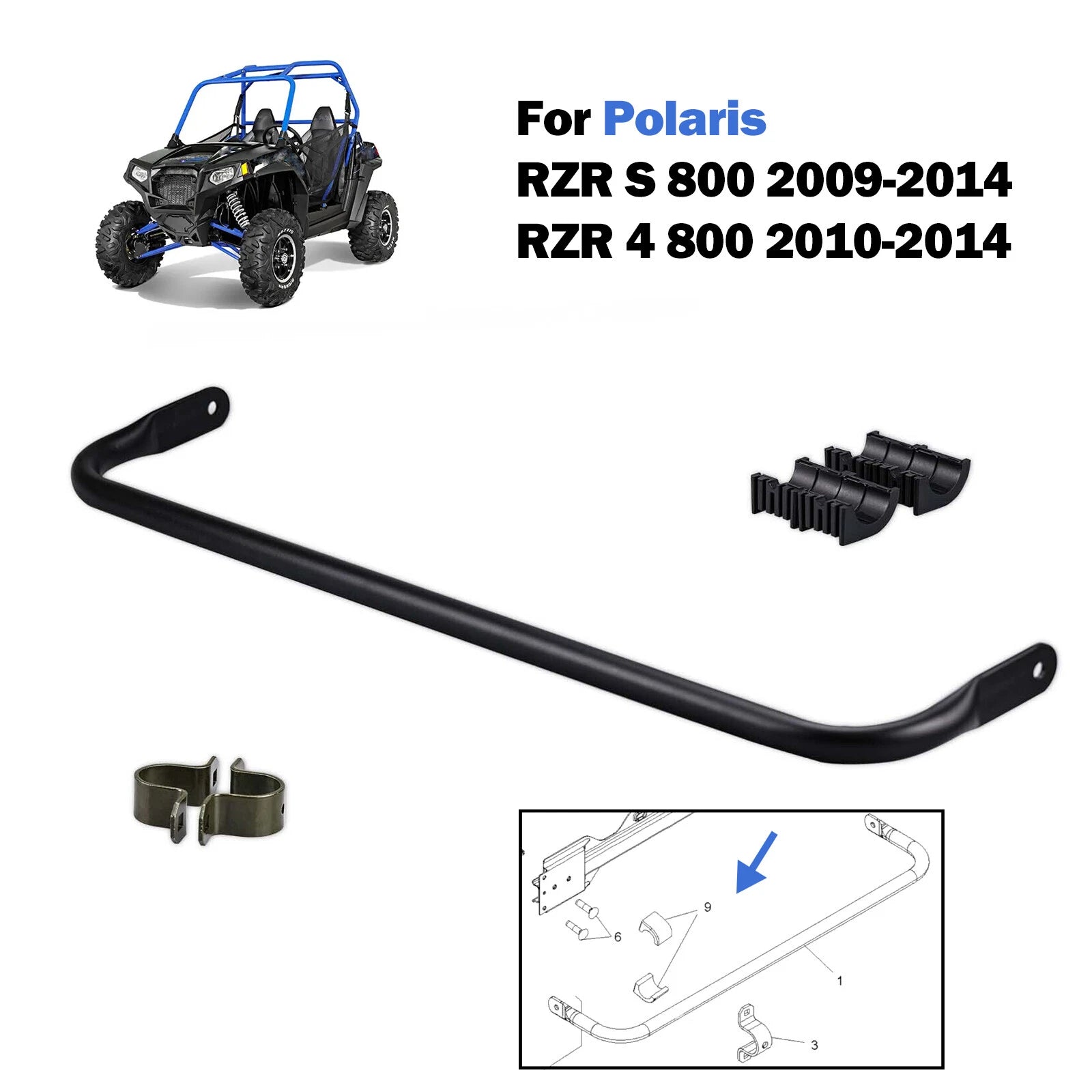 Rear Stabilizer Bar Kit with Bushing Bracket for Polaris RZR S 800 (2009–2014)