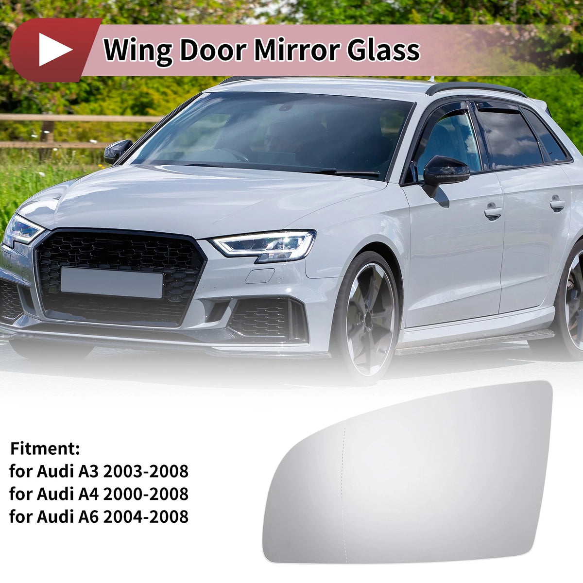 Left Wing Mirror Glass Replacement for Audi A3 (2003–2008)