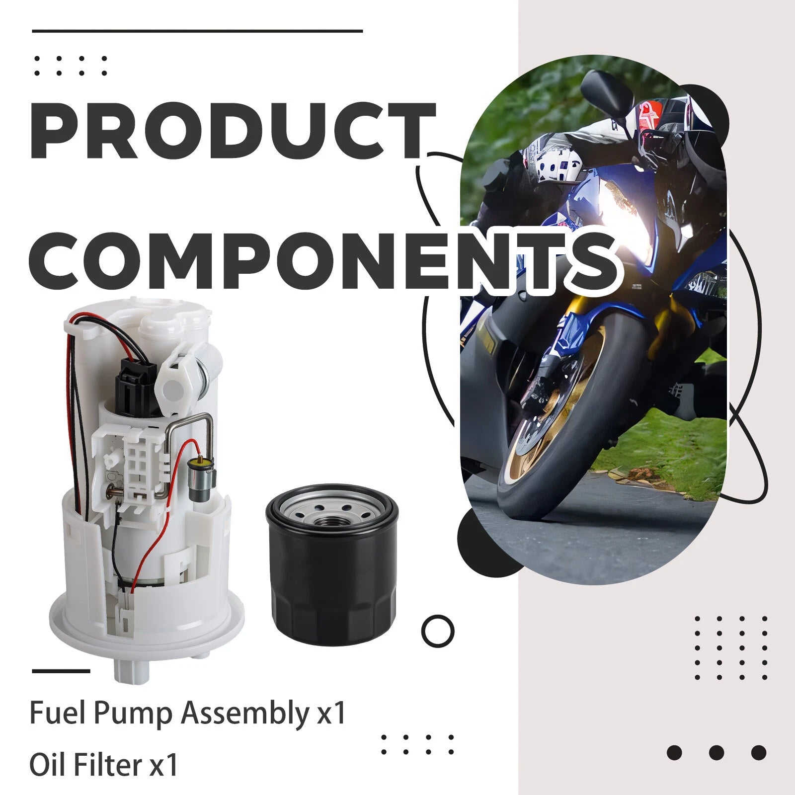 Fuel Pump Assy & Oil Filter for Yamaha YZF-R1 YZF-R6/S (2004–2009) 5PW-13907-02-00