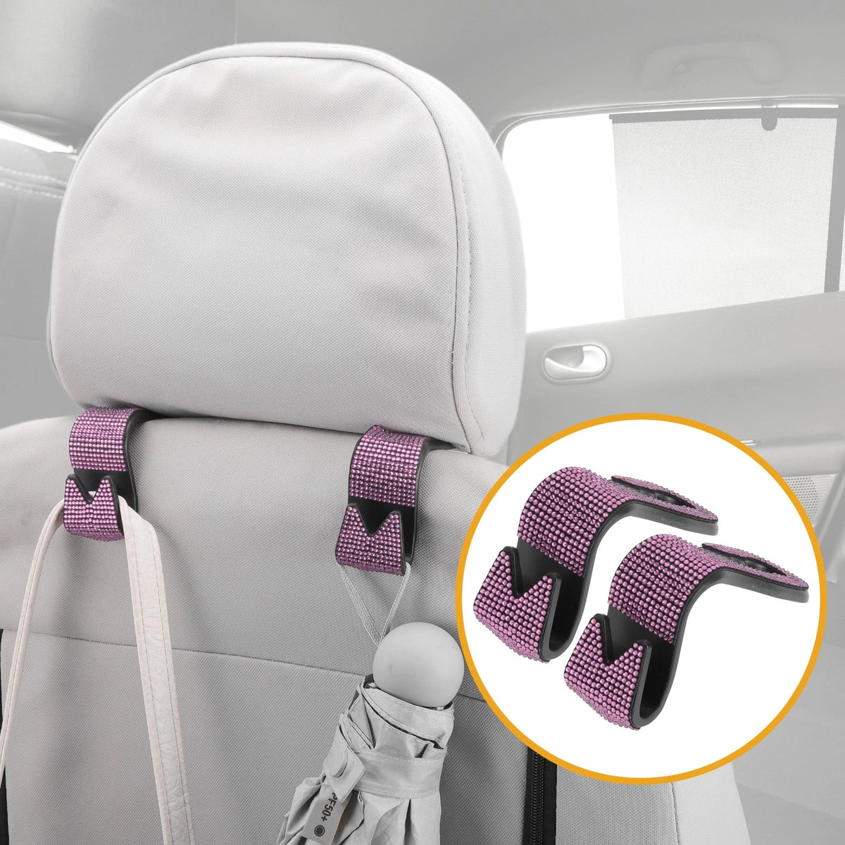 2 Pcs Universal Car Seat Headrest Hook for Hanging Purses (Pink)