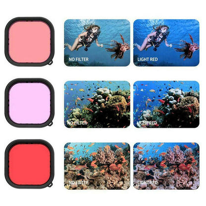 3-in-1 Camera Lens Filter Set for GoPro Hero9 (2020) Waterproof Housing