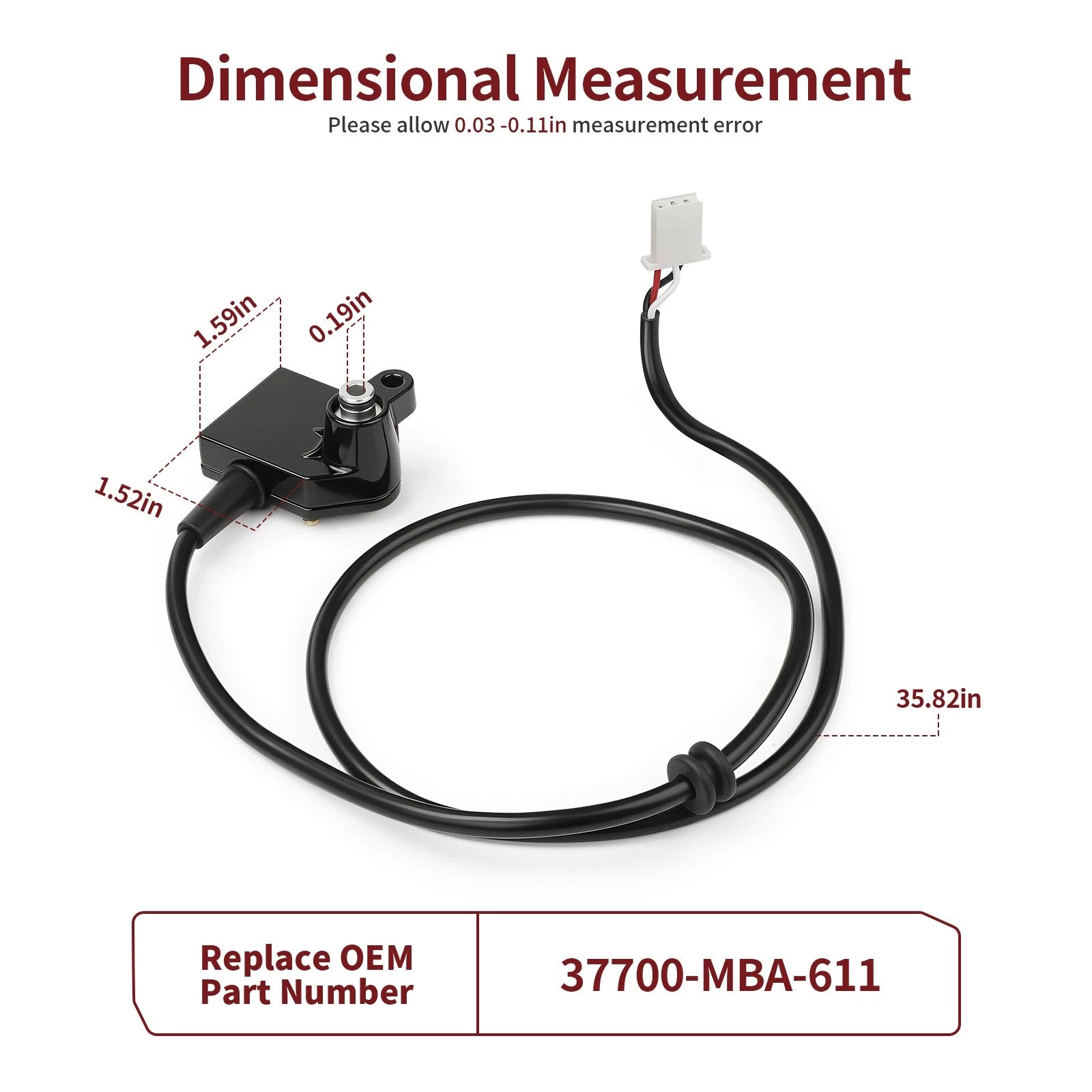 Speed Sensor 37700-MBA-611 for Honda Shadow VT750CD VT750DC (2001–2007)