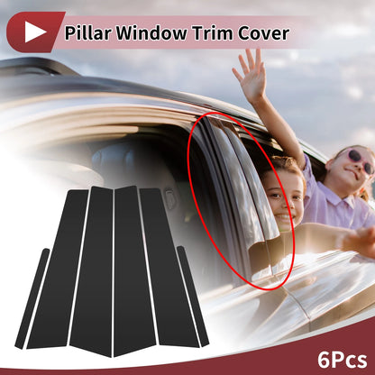 6 Pcs Door Pillar Window Trim for KIA Cerato (2014–2018) Black