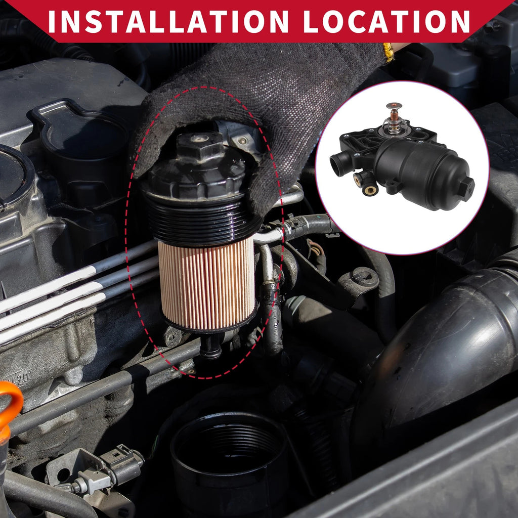 Engine Oil Filter Base Housing Assembly with Seals for Audi A6 A7 (2011–2018)