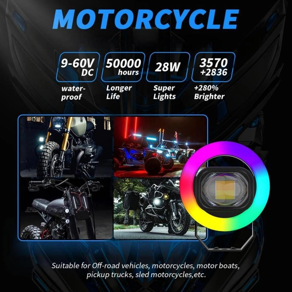Round Dual Color LED Ring Light for Motorcycle (IP65)