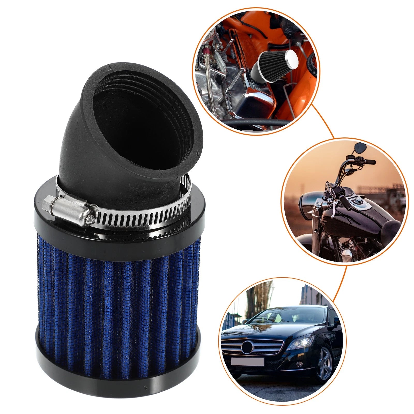 Motorcycle Air Filter Replacement for Honda Blue Black (28mm to 48mm)