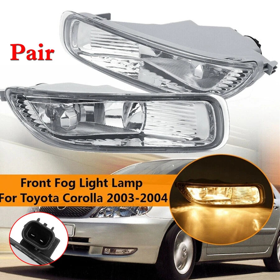 2X Clear Lens Front Bumper Fog Light Lamps w/Bulb for Toyota Corolla (2003–2004)