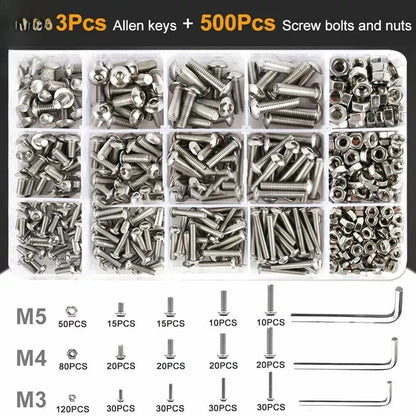 Set of 500 Hex Socket Bolts Nuts for M3 M5