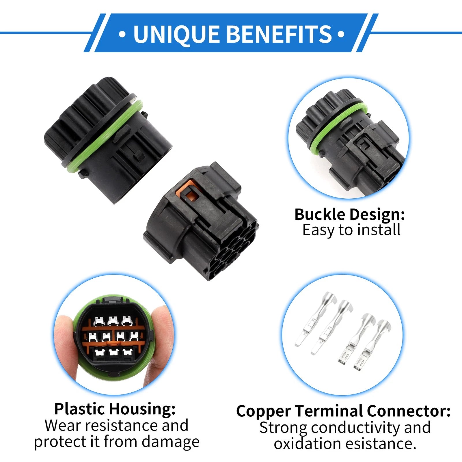 Headlight Connector Plug 10 Pin Front for Hyundai Reina for Kia (1 set) (—)