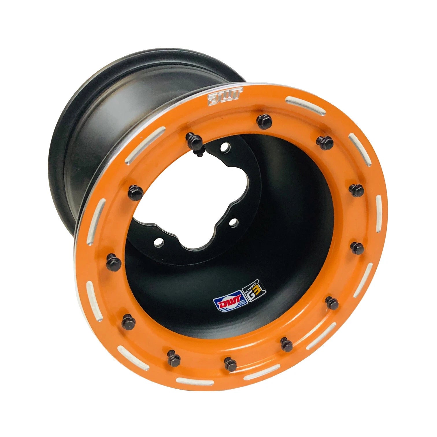 Pair of DWT G3 Rear Orange Beadlock Wheels for Raptor 700 660 (2006–2014)