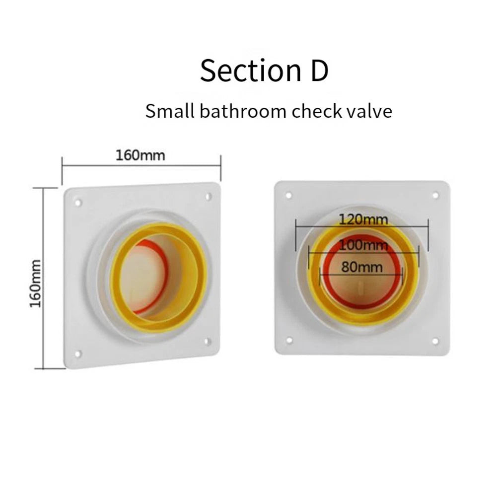 White Check Valve for Bathroom Pipeline Ventilation (No Part Numbers)