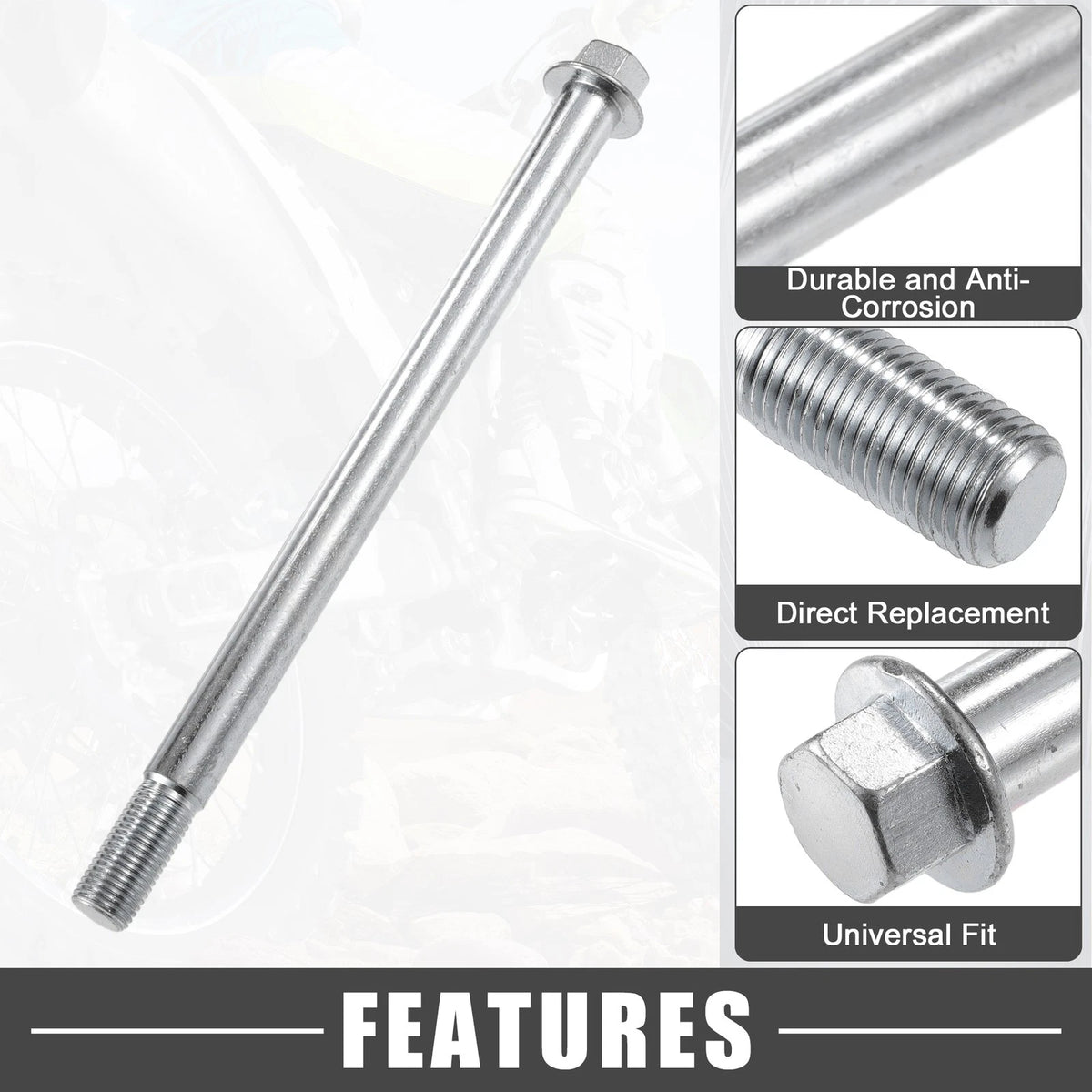 Set of 2 ATV Front Rear Axle M14 220mm with Bushing and Screw Bolt