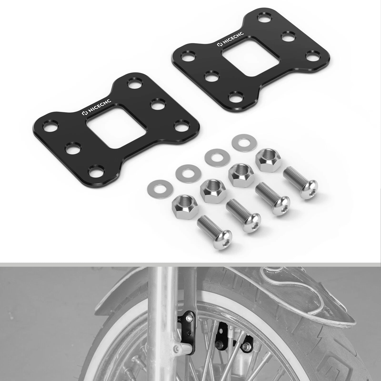 1" Front Wheel Fender Riser Adapter for Harley Iron 883 XL883N (2009–2019)