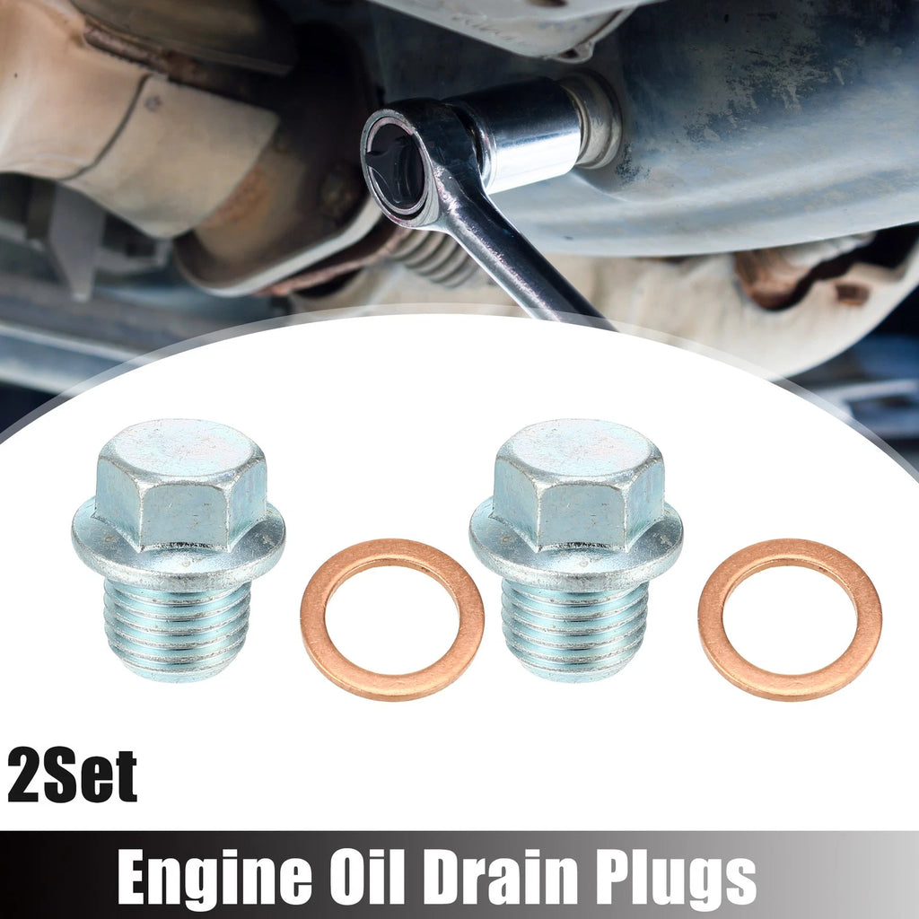 Oil Drain Plug Washer Set M14x1.5 for Mitsubishi Silver Tone (2008–2013)