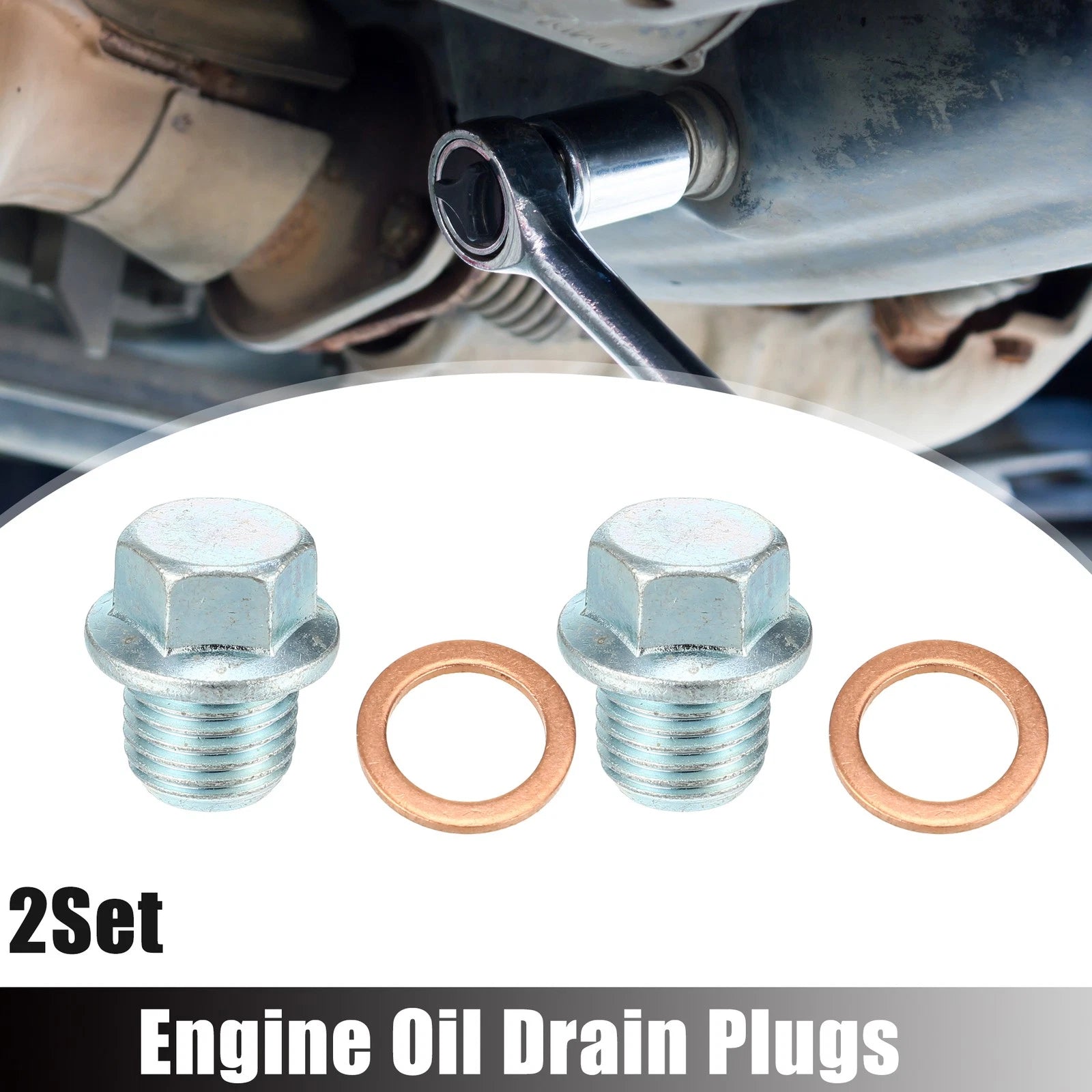 Oil Drain Plug Washer Set M14x1.5 for Mitsubishi Silver Tone (2008–2013)