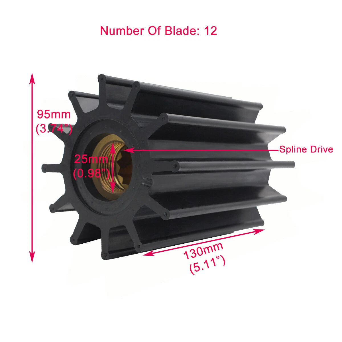 12 Blade Impeller for Johnson Pump F95 Series (09-820B, 51.06506.0106)
