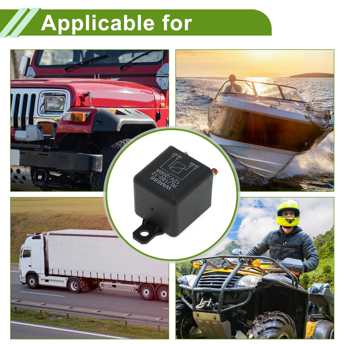 Set of 1 Auto Relay 2 Pins 12V 200A for Universal Applications