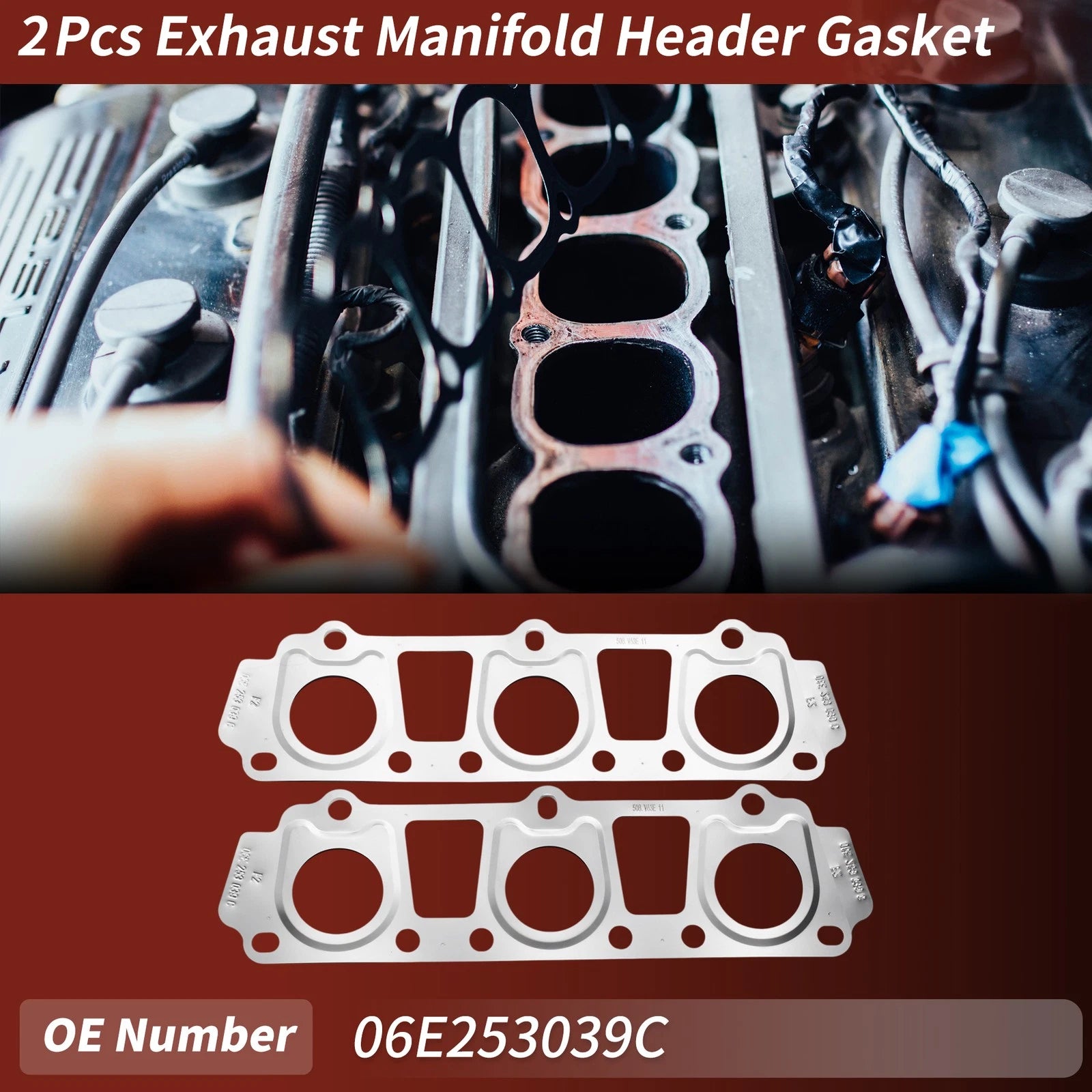 Exhaust Manifold Header Gasket Set of 2 for Audi A6 (2014–2018)