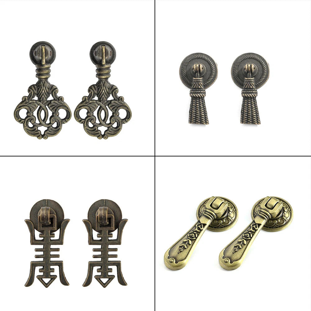 Set of 10 Antique Zinc Alloy Pull Handle Knobs for Door Drawer Cabinet