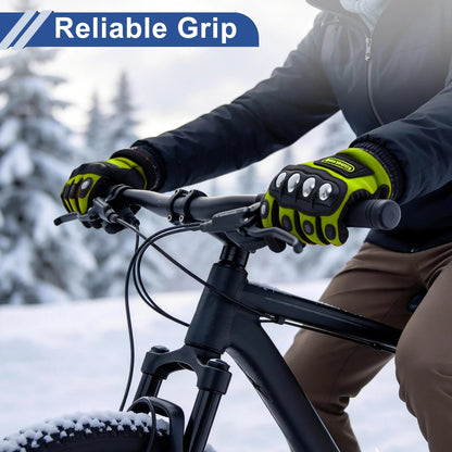 Cycling Gloves Steel Shell Fingerless for Mountain Bike Fluorescent Green
