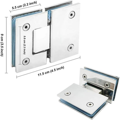 2X 180° Stainless Steel Shower Screen Hinges for Frameless Doors