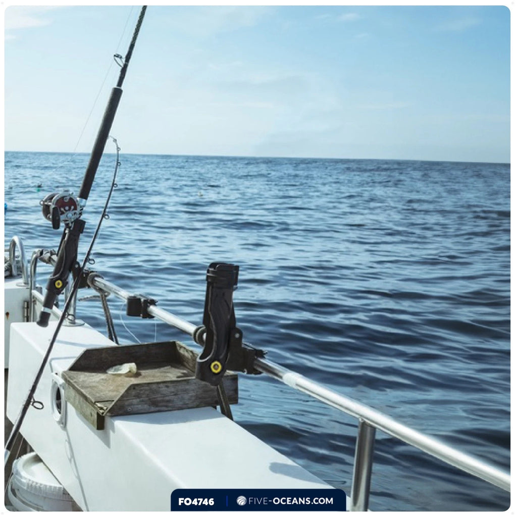 Fishing Rod Holder Rail Mount Base for Kayak (Spring Locking, Black)