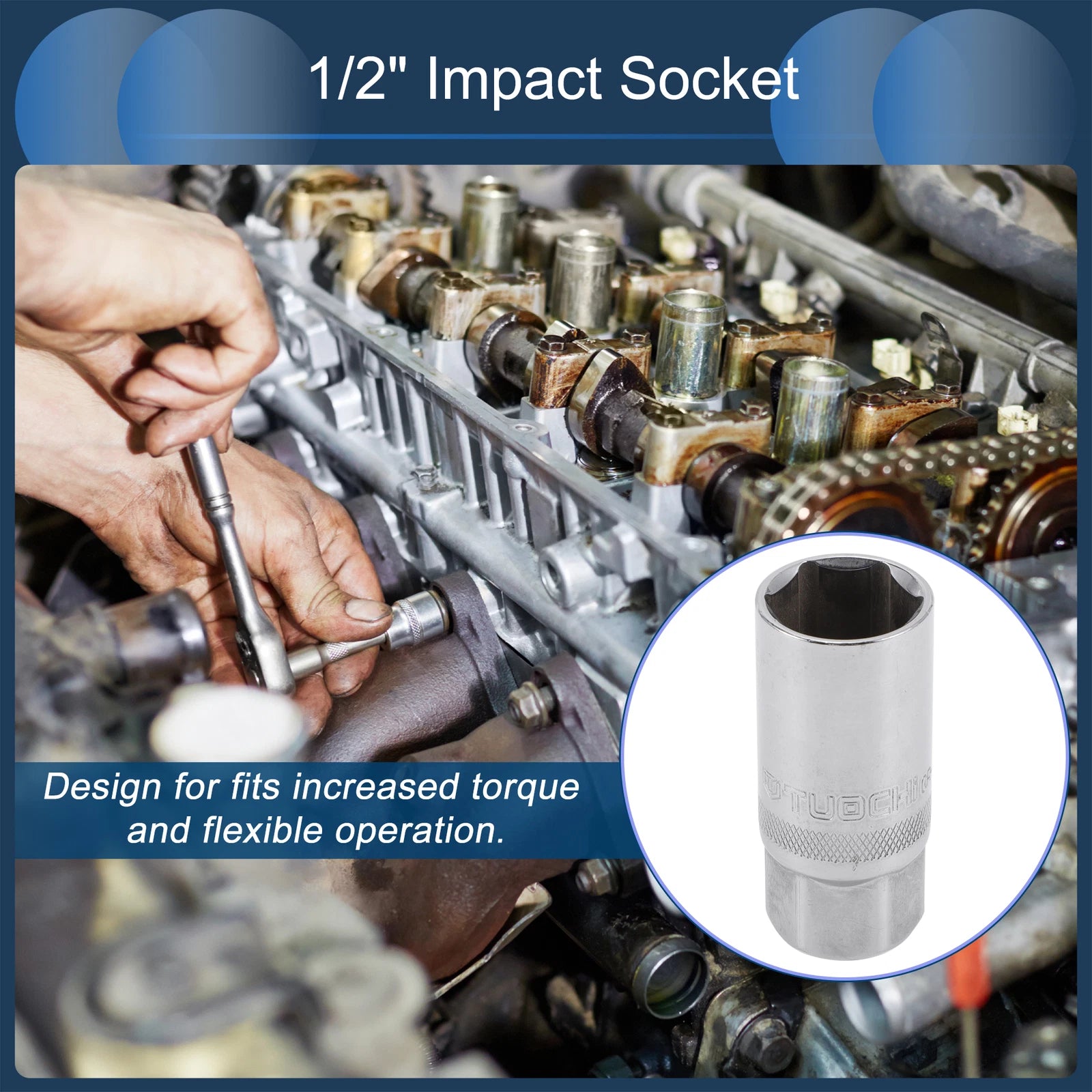 21mm 1/2 Inch Drive Spark Plug Impact Socket 6 Point CR-V