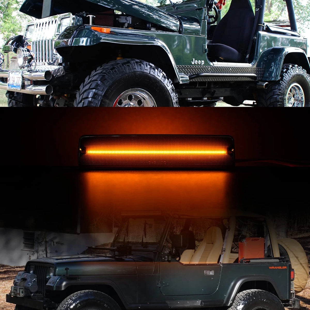 2X Smoked Amber LED Front Side Marker Light Lamp for Jeep Wrangler YJ (1987–1995)