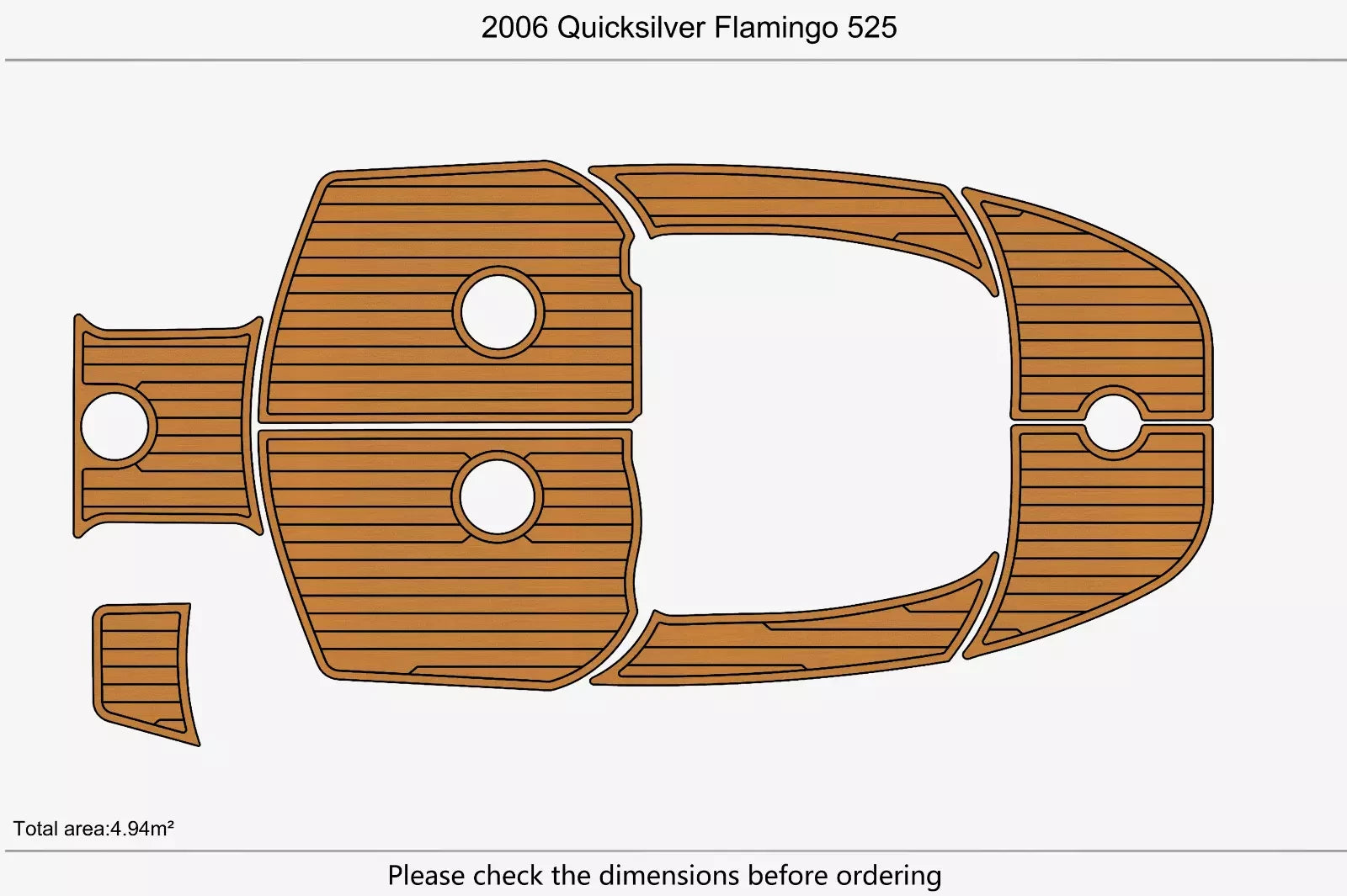 EVA Foam Faux Teak Deck Flooring for Quicksilver Flamingo 525 (2006)