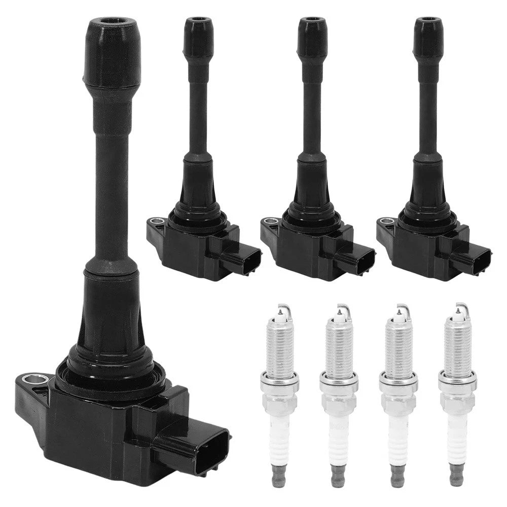 4PCS Ignition Coil & Spark Plug 22448JA00A For Nissan Altima Sentra Rogue Versa
