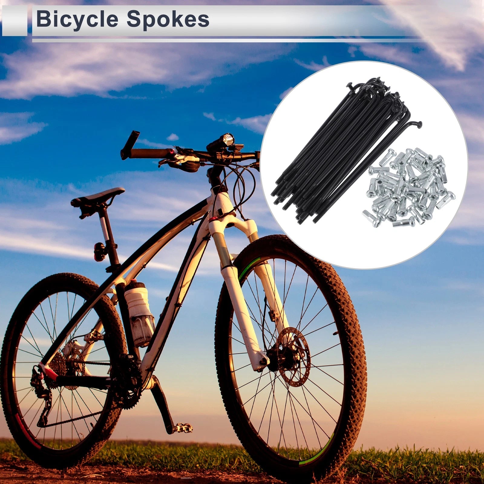 Bicycle Spokes Nipple Replacement 13G 85mm Steel Black for Universal