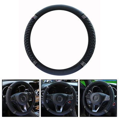 38cm Steering Wheel Cover for Car (Universal Fit) - Shiny Rhinestone Bling