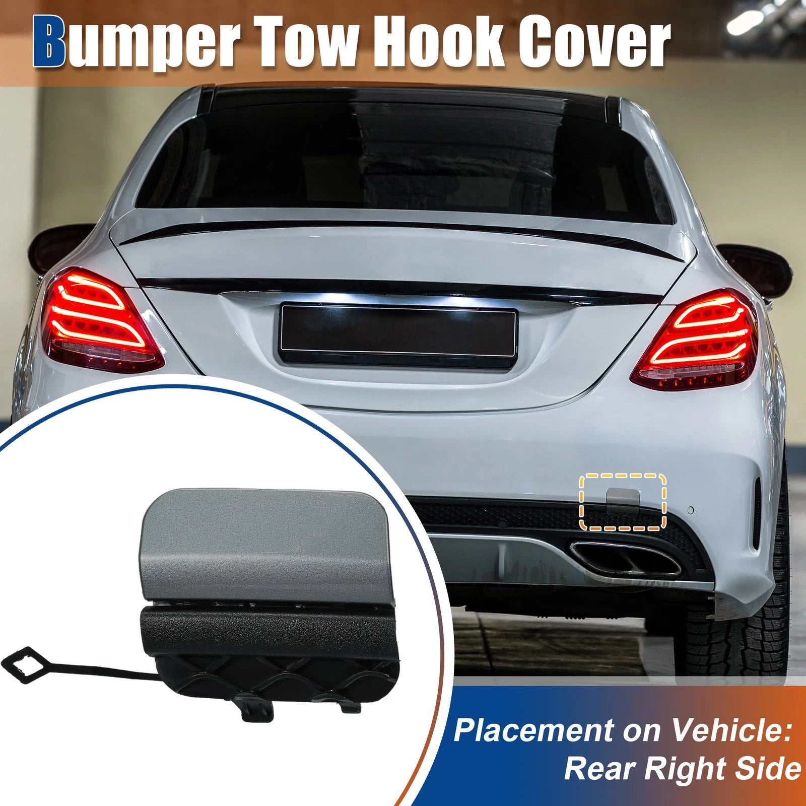 Rear Tow Hook Cover Replacement for Mercedes-Benz W205 (2015–2021)