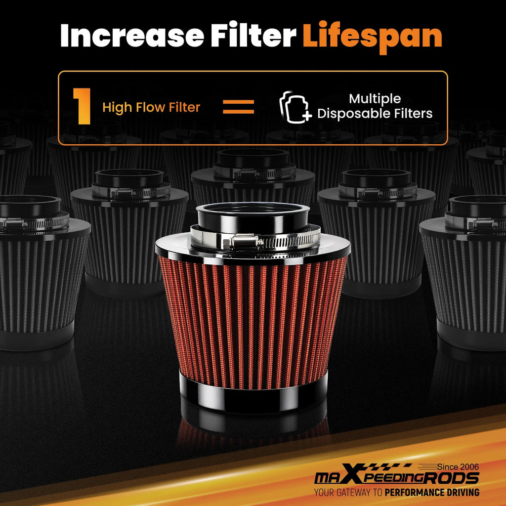 3 Inch Cone Air Filter for Universal Inlet (Washable)