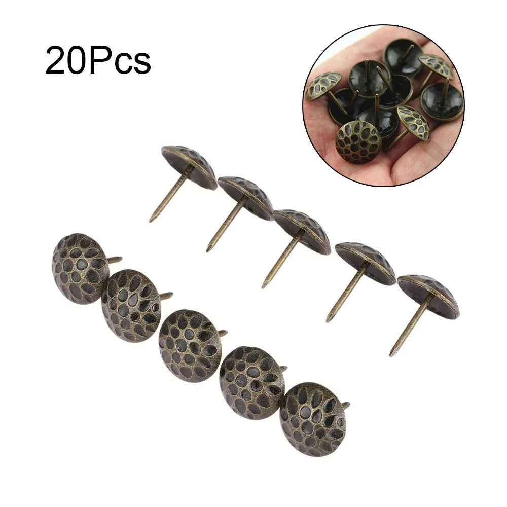 20Pcs Antique Bronze Upholstery Nails Sofa Craft Wine Case Tacks Studs Pin Decor