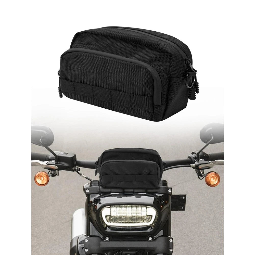 Universal Motorcycle Handlebar Bag for Dirt Bikes/Bicycles (Black)